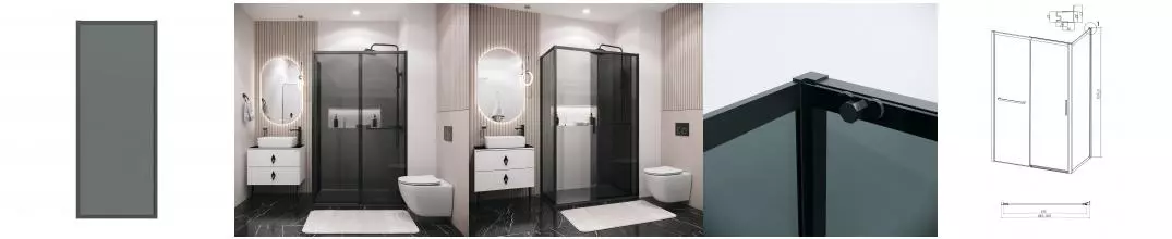 Боковая стенка 200.K33.05.90.21.10 Style (90*195) чёрный матовый, стекло тонированное, 1 место 200.K33.05.90.21.10 · Style, Grossman, 200.K33.05.90.21.10