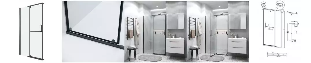 Душевая дверь «Grossman» Pragma 100.K33.03.100.21.00 100/195 прозрачная/чёрная матовая без поддона