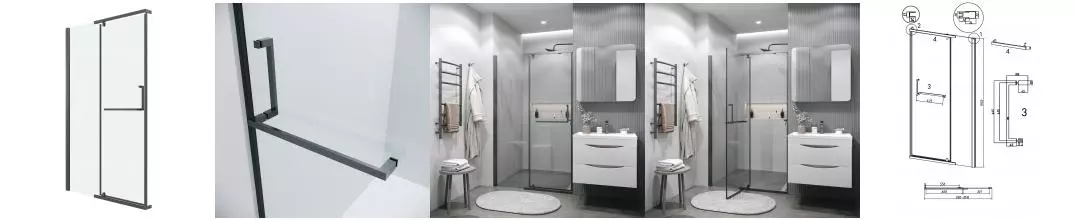 Душевая дверь «Grossman» Pragma 100.K33.03.100.42.00 100/195 прозрачная/графит сатин без поддона