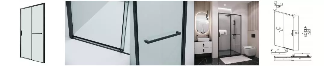 Душевая дверь «Grossman» Style 100.K33.05.130.21.00 130/195 прозрачная/чёрная матовая без поддона