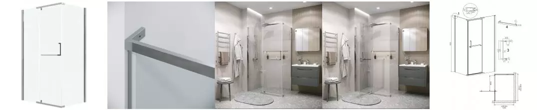 Душевой угол-ограждение «Grossman» Pragma 120.K33.03.1090.10.00 100/90 прозрачный/хром без поддона универсальный