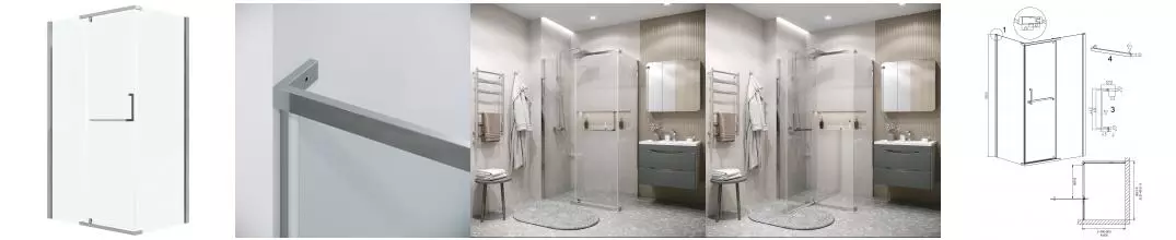 Душевой угол-ограждение «Grossman» Pragma 120.K33.03.1280.10.00 120/80 прозрачный/хром без поддона универсальный