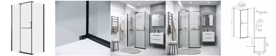 Душевой угол-ограждение «Grossman» Pragma 120.K33.03.1280.21.02 120/80 шиншилла/чёрный матовый без поддона универсальный Душевой угол-ограждение «Grossman» Pragma 120.K33.03.1280.21.02 120/80 шиншилла/чёрный матовый без поддона универсальный