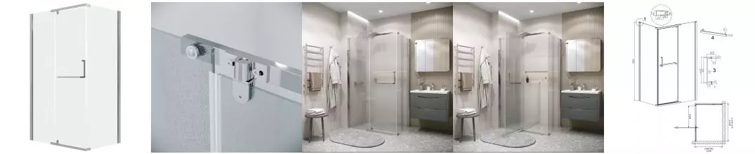 Душевой угол-ограждение «Grossman» Pragma 120.K33.03.1290.10.02 120/90 шиншилла/хром без поддона универсальный