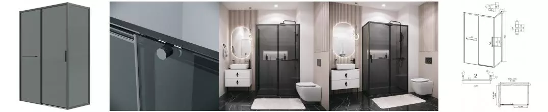 Душевой угол-ограждение «Grossman» Style 120.K33.05.1080.21.10 100/80 тонированный/чёрный матовый без поддона универсальный Душевой угол-ограждение «Grossman» Style 120.K33.05.1080.21.10 100/80 тонированный/чёрный матовый без поддона универсальный