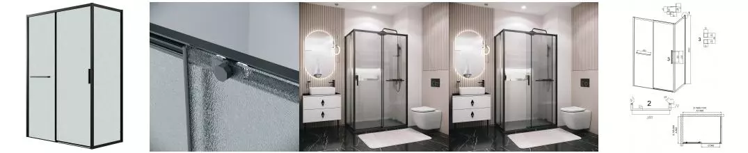 Душевой угол-ограждение «Grossman» Style 120.K33.05.1380.21.02 130/80 шиншилла/чёрный матовый без поддона универсальный