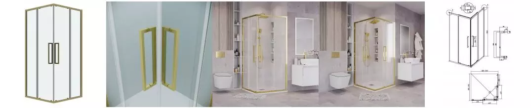 Душевой угол-ограждение «Grossman» Cosmo 300.K33.02.9090.32.00 90/90 прозрачный/золото сатин без поддона Душевой угол-ограждение «Grossman» Cosmo 300.K33.02.9090.32.00 90/90 прозрачный/золото сатин без поддона