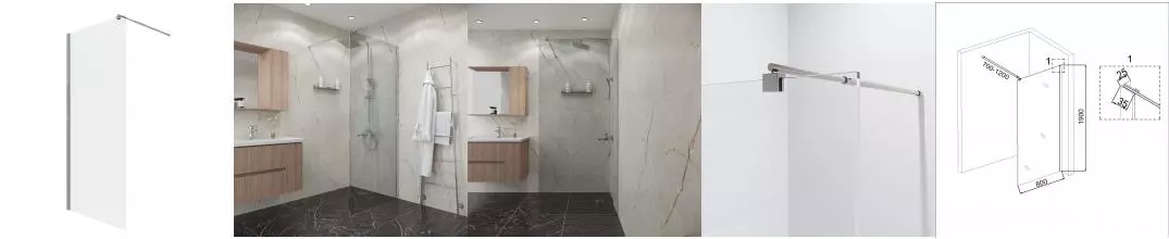 Душевая перегородка «Niagara» Eco NG-531-80 80/190 прозрачная/хром универсальная Душевая перегородка «Niagara» Eco NG-531-80 80/190 прозрачная/хром универсальная