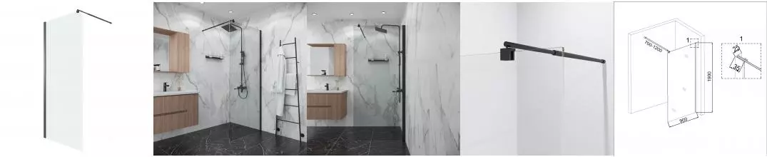 Душевая перегородка «Niagara» Eco NG-551-90BLACK 90/190 прозрачная/чёрный универсальная Душевая перегородка «Niagara» Eco NG-551-90BLACK 90/190 прозрачная/чёрный универсальная