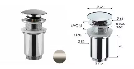 донный клп 1.1/4" RR905CC XV click-clack без перелива сталь (XV), шт 904CC114XV · Remer, 904CC114XV