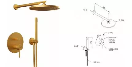 Душевая система «Remer» X-Style X09S02OBG брашированное золото