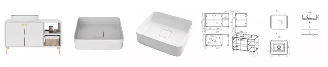 Тумба с раковиной «Dreja» Luno 100 (Джой 46) белая глянцевая