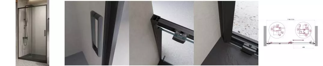 Душевая дверь «Belbagno» LUCE-BF-1-120-C-NERO 120/195 прозрачная/чёрная матовая Душевая дверь «Belbagno» LUCE-BF-1-120-C-NERO 120/195 прозрачная/чёрная матовая