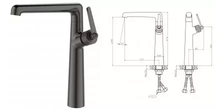 Смеситель для раковины «ESKO» Bangkok Gun metal BG25GM оружейная сталь Смеситель для раковины «ESKO» Bangkok Gun metal BG25GM оружейная сталь