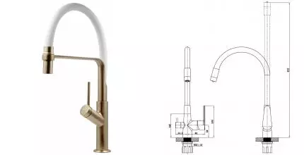 Смеситель для кухонной мойки «ESKO» Kitchen K50GW золото/белый Смеситель для кухонной мойки «ESKO» Kitchen K50GW золото/белый