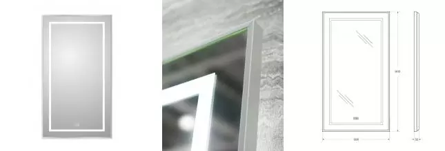 Зеркало «Belbagno» SPC-KRAFT 50/90 с сенсорным выключателем и подогревом с подсветкой сатин Зеркало «Belbagno» SPC-KRAFT 50/90 с сенсорным выключателем и подогревом с подсветкой сатин
