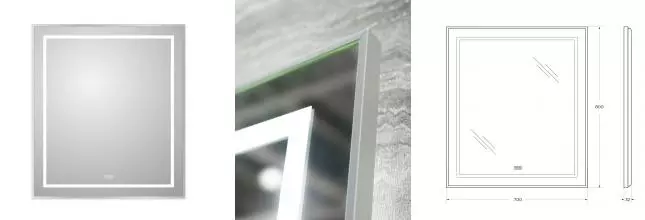 Зеркало «Belbagno» SPC-KRAFT 70/80 с сенсорным выключателем и подогревом с подсветкой сатин