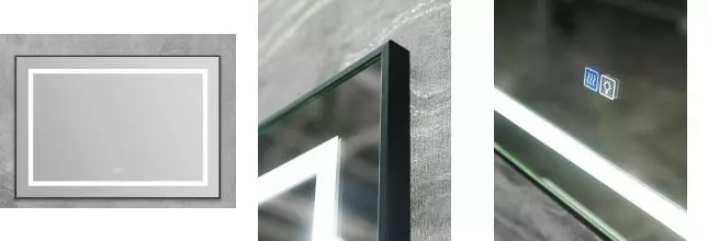 Зеркало «Belbagno» SPC-KRAFT 120/80 с сенсорным выключателем и подогревом с подсветкой чёрное