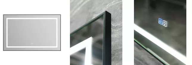 Зеркало «Belbagno» SPC-KRAFT 140/80 с сенсорным выключателем и подогревом с подсветкой чёрное Зеркало «Belbagno» SPC-KRAFT 140/80 с сенсорным выключателем и подогревом с подсветкой чёрное