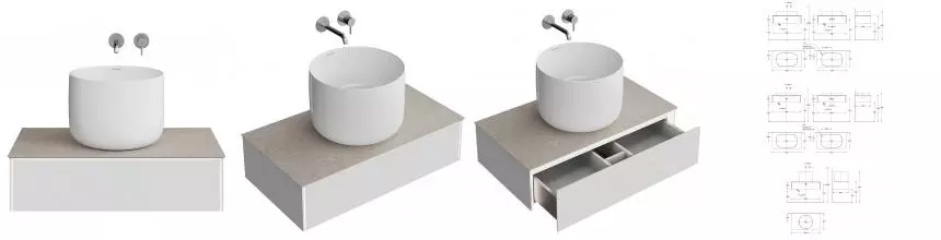 Тумба с раковиной «Kerama Marazzi» Magica 90 (Magica 42) подвесная утренний серый матовый