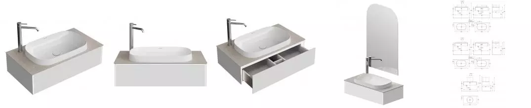 Тумба с раковиной «Kerama Marazzi» Magica 90 (Magica 65/42) подвесная утренний серый матовый