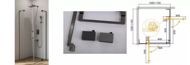 Душевой угол-ограждение «Cezares» SLIDER-A-2-100/110-C-GM 110/110 прозрачный/оружейная сталь квадратный без поддона Душевой угол-ограждение «Cezares» SLIDER-A-2-100/110-C-GM 110/110 прозрачный/оружейная сталь квадратный без поддона