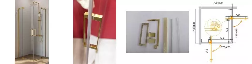 Душевой угол-ограждение «Cezares» SLIDER-A-2-70/80-C-BORO 80/80 прозрачный/брашированное золото квадратный без поддона Душевой угол-ограждение «Cezares» SLIDER-A-2-70/80-C-BORO 80/80 прозрачный/брашированное золото квадратный без поддона