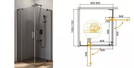Душевой угол-ограждение «Cezares» SLIDER-AH-2-80/90-100/110-GRIGIO-GM 90/110 тонированный/оружейная сталь прямоугольный без поддона Душевой угол-ограждение «Cezares» SLIDER-AH-2-80/90-100/110-GRIGIO-GM 90/110 тонированный/оружейная сталь прямоугольный без поддона