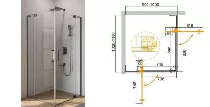 Душевой угол-ограждение «Cezares» SLIDER-AH-2-90/100-100/110-C-GM 100/110 прозрачный/оружейная сталь прямоугольный без поддона Душевой угол-ограждение «Cezares» SLIDER-AH-2-90/100-100/110-C-GM 100/110 прозрачный/оружейная сталь прямоугольный без поддона