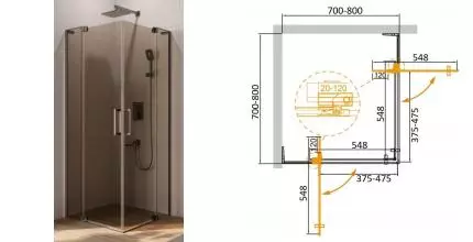 Душевой угол-ограждение «Cezares» SLIDER-A-2-70/80-BR-GM 80/80 бронза/оружейная сталь квадратный без поддона Душевой угол-ограждение «Cezares» SLIDER-A-2-70/80-BR-GM 80/80 бронза/оружейная сталь квадратный без поддона
