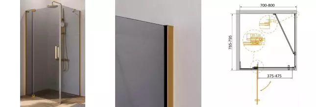 Душевой угол-ограждение «Cezares» SLIDER-AH-1-80-70/80-GRIGIO-BORO 80/80 тонированный/брашированное золото прямоугольный без поддона универсальный Душевой угол-ограждение «Cezares» SLIDER-AH-1-80-70/80-GRIGIO-BORO 80/80 тонированный/брашированное золото прямоугольный без поддона универсальный