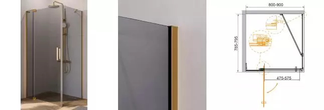 Душевой угол-ограждение «Cezares» SLIDER-AH-1-80-80/90-GRIGIO-BORO 80/90 тонированный/брашированное золото квадратный без поддона универсальный Душевой угол-ограждение «Cezares» SLIDER-AH-1-80-80/90-GRIGIO-BORO 80/90 тонированный/брашированное золото квадратный без поддона универсальный