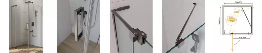Душевой угол-ограждение «Cezares» SLIDER-AH-1-90-80/90-C-GM 90/90 прозрачный/оружейная сталь прямоугольный без поддона универсальный