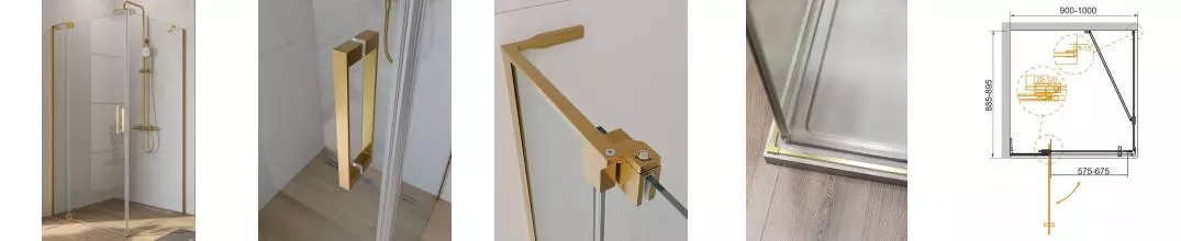 Душевой угол-ограждение «Cezares» SLIDER-AH-1-90-90/100-C-BORO 90/100 прозрачный/брашированное золото квадратный без поддона универсальный Душевой угол-ограждение «Cezares» SLIDER-AH-1-90-90/100-C-BORO 90/100 прозрачный/брашированное золото квадратный без поддона универсальный