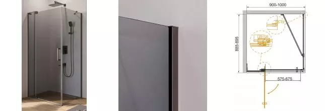 Душевой угол-ограждение «Cezares» SLIDER-AH-1-90-90/100-GRIGIO-GM 90/100 тонированный/оружейная сталь квадратный без поддона универсальный Душевой угол-ограждение «Cezares» SLIDER-AH-1-90-90/100-GRIGIO-GM 90/100 тонированный/оружейная сталь квадратный без поддона универсальный