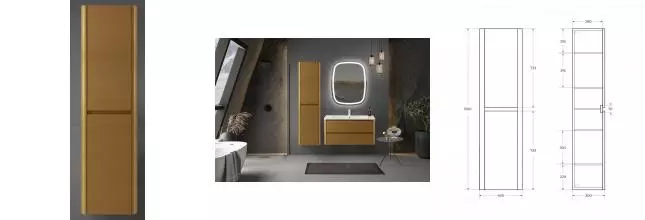 Пенал «Cezares» Relax 40 подвесной Брашированное золото универсальный Пенал «Cezares» Relax 40 подвесной Брашированное золото универсальный