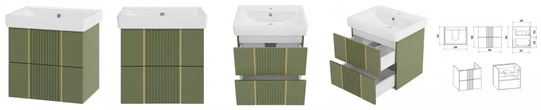 Тумба с раковиной «Brevita» Vega 60 (Q 60) подвесная зелёная/золото Тумба с раковиной «Brevita» Vega 60 (Q 60) подвесная зелёная/золото