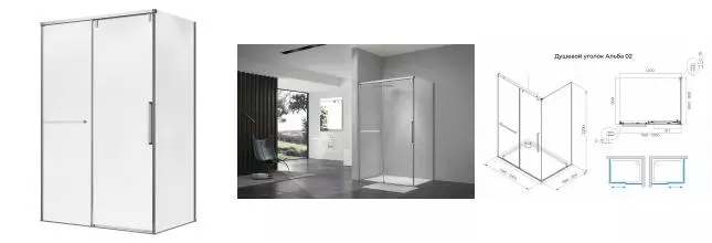 Душевой угол-ограждение «Terminus» Альба 02 2ES90х120C 120/90 прозрачный/хром без поддона универсальный