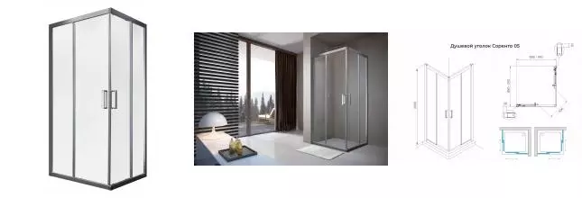 Душевой угол-ограждение «Terminus» Соренто 05 5ES90х90C 90/90 прозрачный/хром без поддона