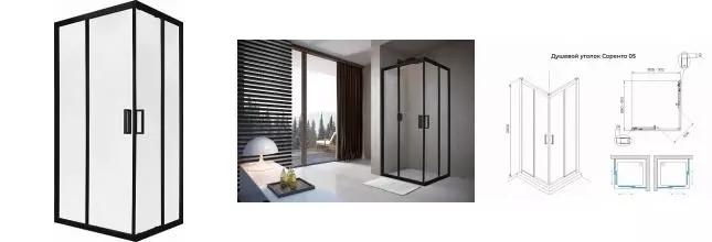 Душевой угол-ограждение «Terminus» Соренто 05 5ES90х90B 90/90 прозрачный/черный квадратный без поддона Душевой угол-ограждение «Terminus» Соренто 05 5ES90х90B 90/90 прозрачный/черный квадратный без поддона