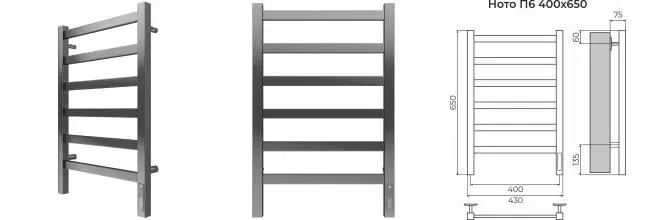 Электрический полотенцесушитель «Terminus» Ното П6 43/65 хром правый