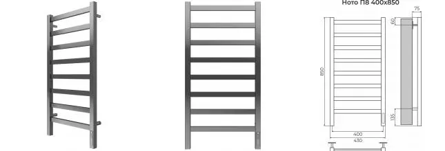 Электрический полотенцесушитель «Terminus» Ното П8 43/85 хром правый