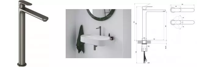 Смеситель для раковины «Ravak» Eleganta EL 015.20GB графит