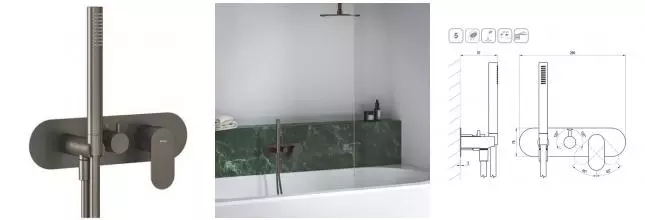 Внешняя часть смесителя «Ravak» Eleganta EL 068.20GB.O3+S графит Внешняя часть смесителя «Ravak» Eleganta EL 068.20GB.O3+S графит