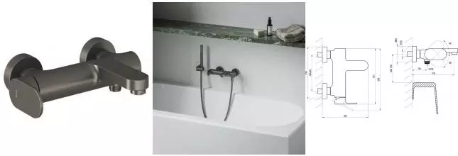 Смеситель для ванны «Ravak» Eleganta EL 022.20GB графит