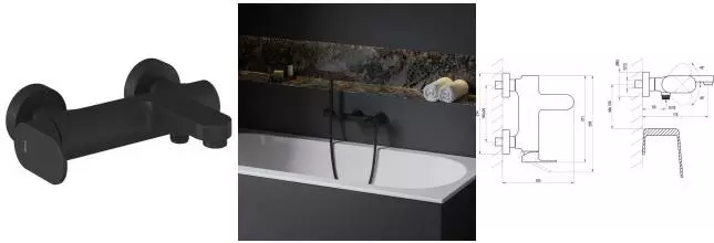Смеситель для ванны «Ravak» Eleganta EL 022.20BLM чёрный матовый