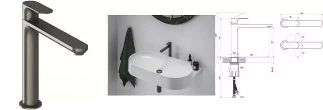 Смеситель для раковины «Ravak» Eleganta EL 014.20GB графит