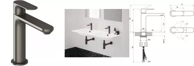 Смеситель для раковины «Ravak» Eleganta EL 012.20GB графит