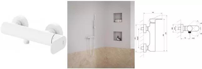 Смеситель для душа «Ravak» Eleganta EL 032.10WV белый вельвет