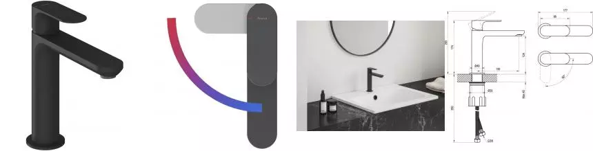 Смеситель для раковины «Ravak» Eleganta EL 012.21BLM Be Cool чёрный матовый